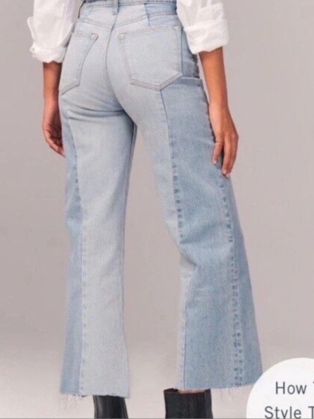 Abercrombie The Crop Wide Leg Ultra High Rise Light Wash Denim Jeans Size 29 - Picture 2 of 6